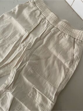 a new day Women’s Cargo Pants, Linen-Like, Cream size M